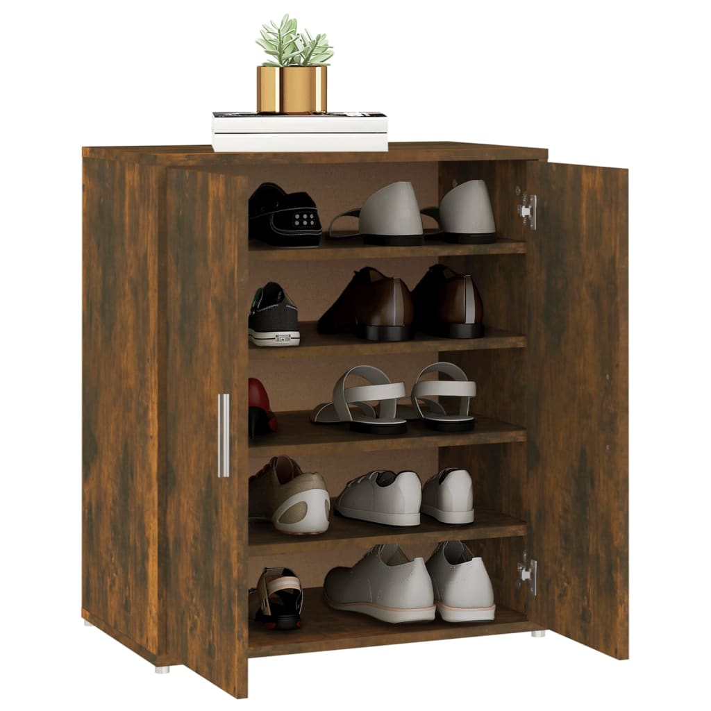 Shoe Cabinet Smoked Oak 60x35x70 cm Wood Material