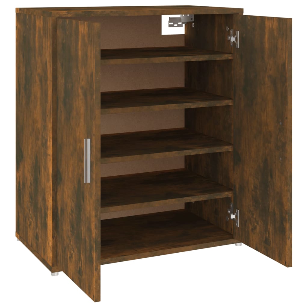 Shoe Cabinet Smoked Oak 60x35x70 cm Wood Material