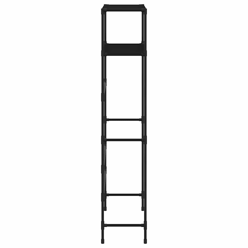 Waschmaschinenregal 2 Ablagen Schwarz 69x28x143 cm Eisen