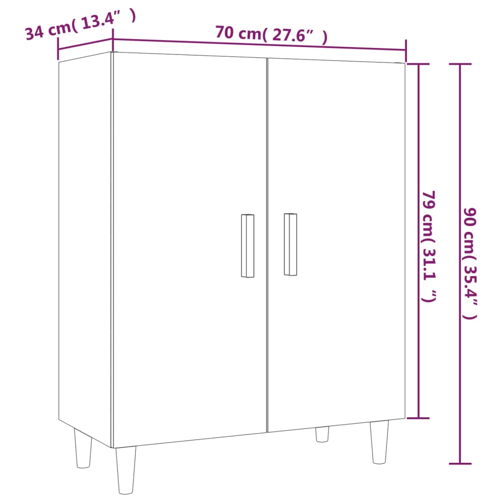 Sideboard Betongrau 70x34x90 cm Holzwerkstoff
