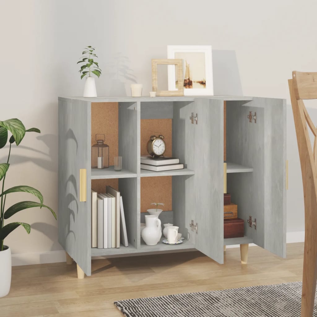 Sideboard Betongrau 90x34x80 cm Holzwerkstoff