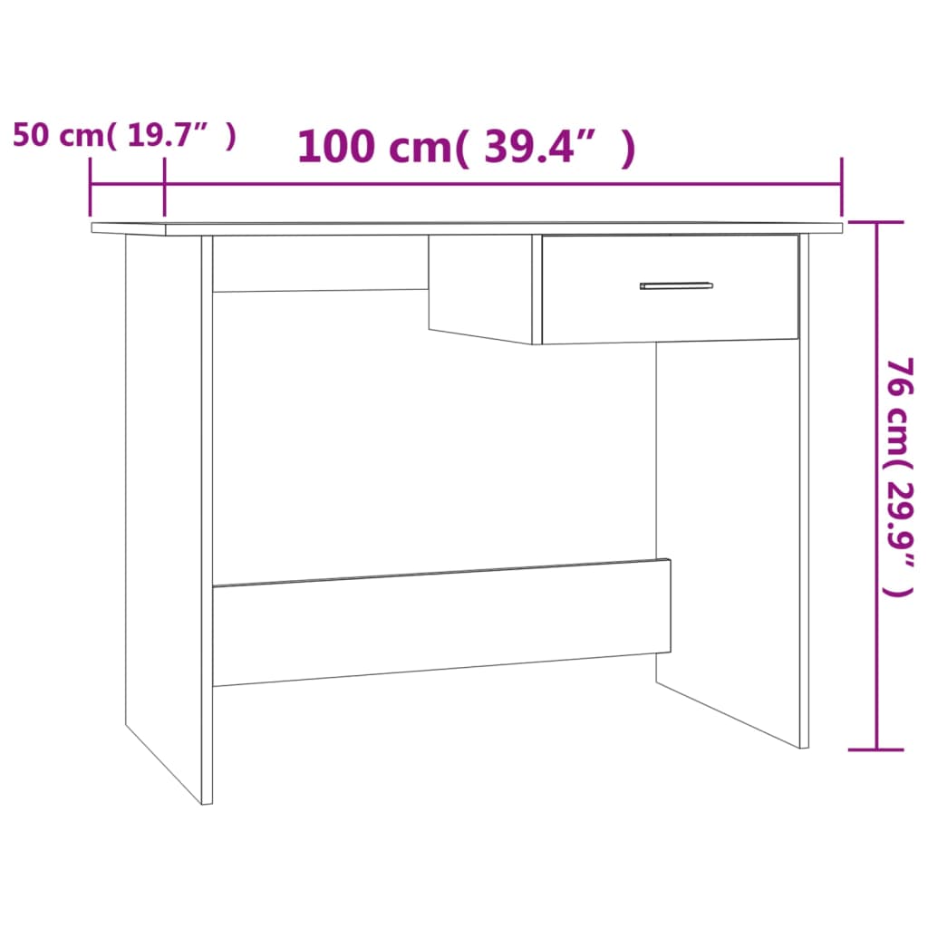 Desk Smoked Oak 100x50x76 cm Wood Material