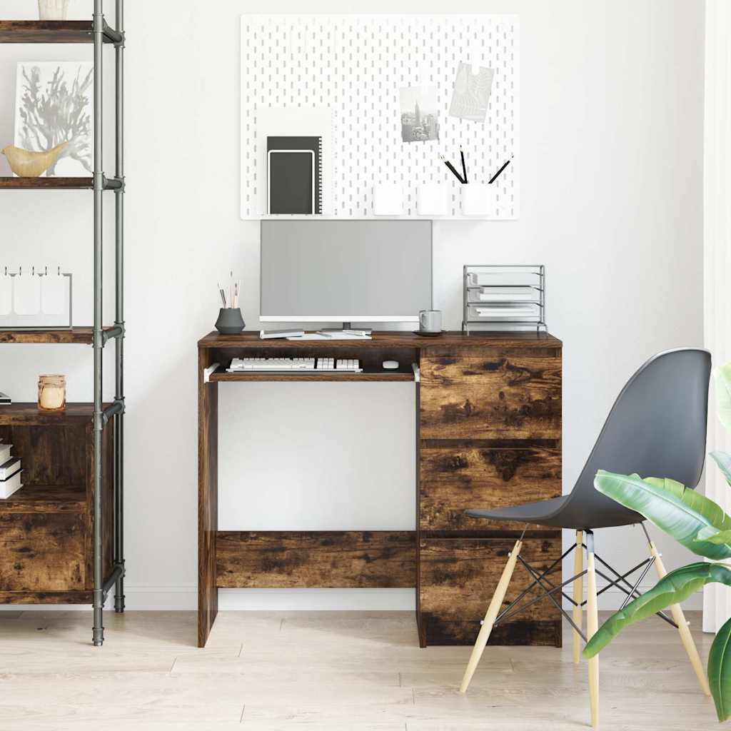 Desk Smoked Oak 90x45x76 cm Wood Material