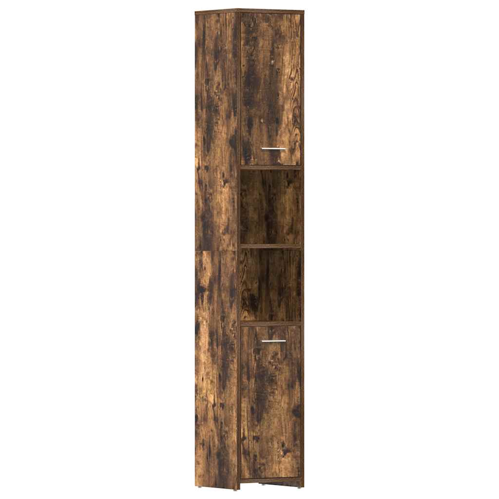 Badezimmerschrank Räuchereiche 30x30x183,5 cm Holzwerkstoff