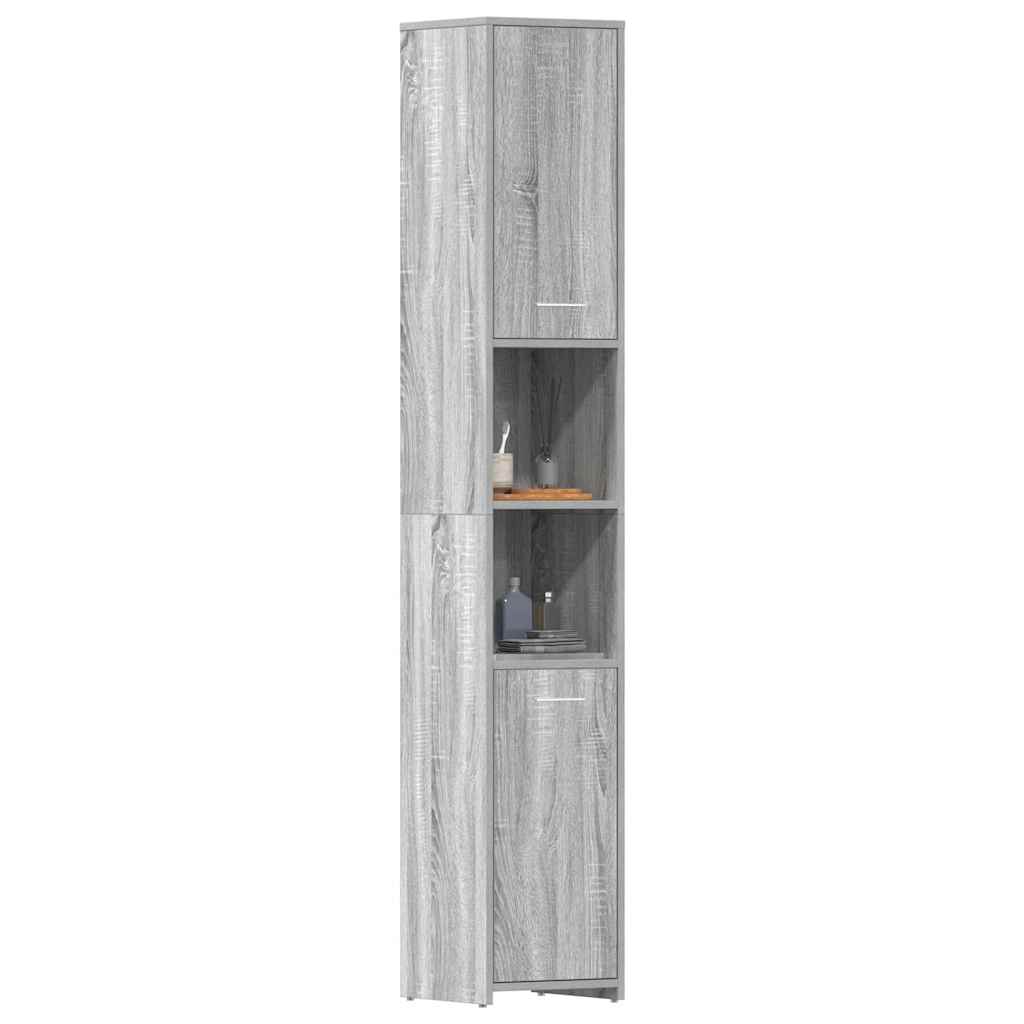 Bathroom Cabinet Gray Sonoma 30x30x183.5 cm Wood Material