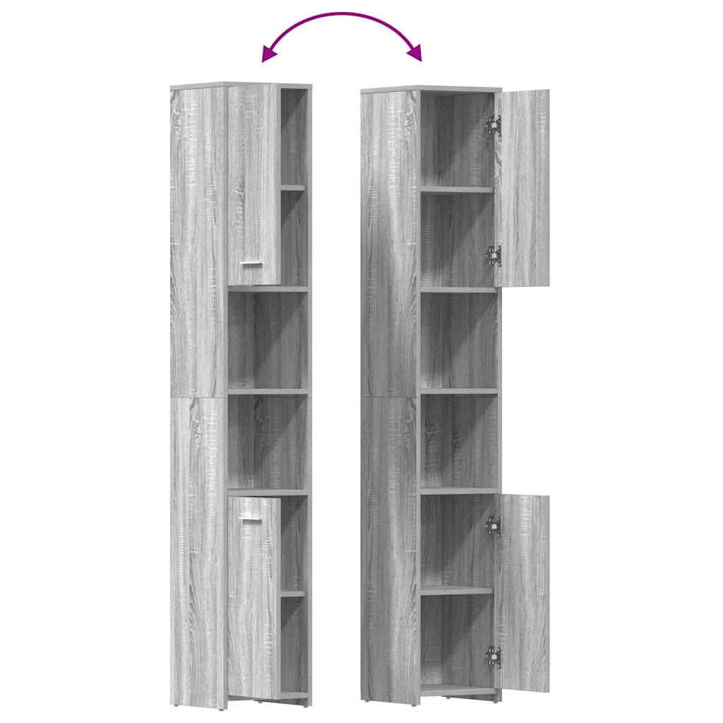 Bathroom Cabinet Gray Sonoma 30x30x183.5 cm Wood Material