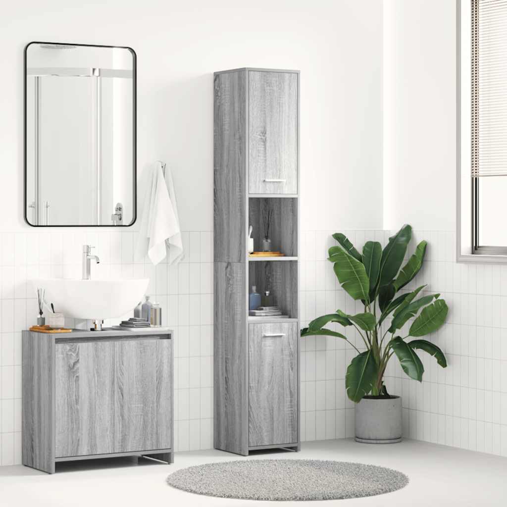 Bathroom Cabinet Gray Sonoma 30x30x183.5 cm Wood Material