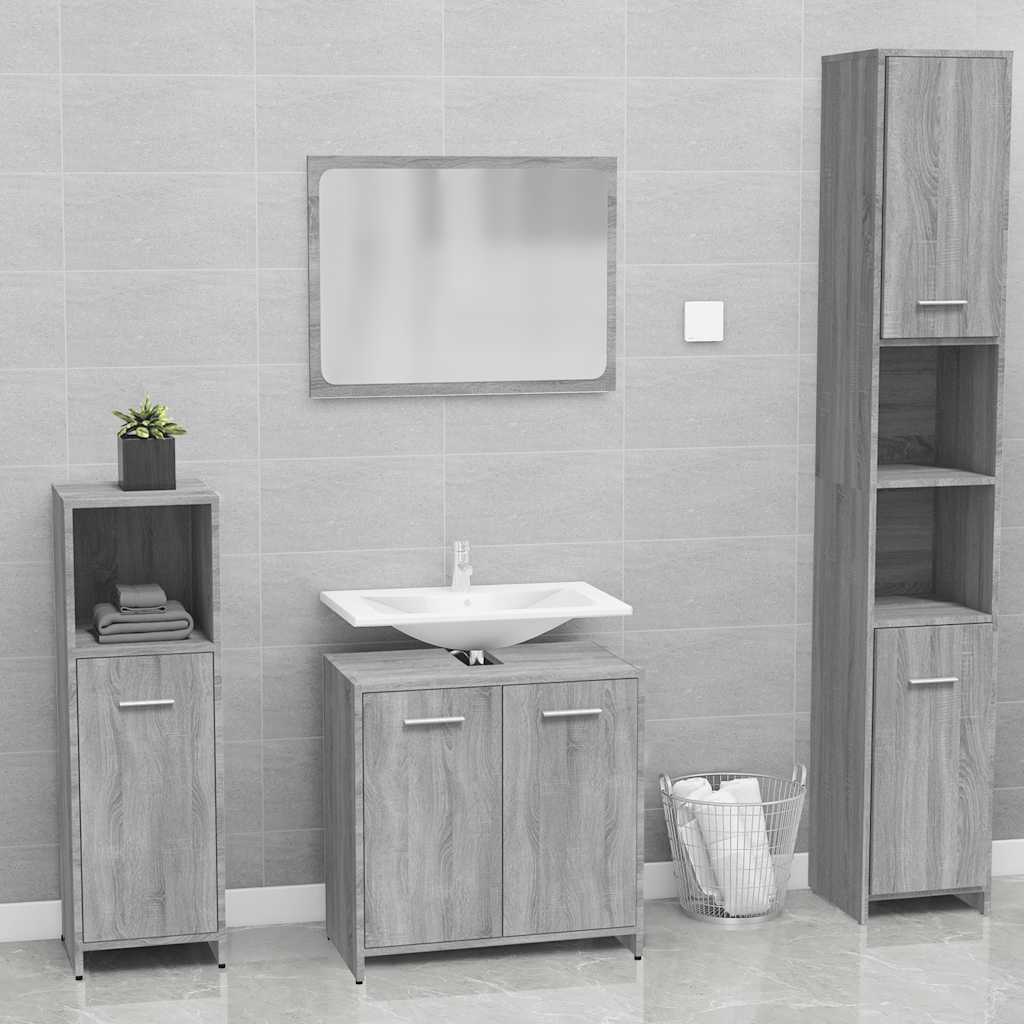Badmöbel-Set Grau Sonoma Holzwerkstoff