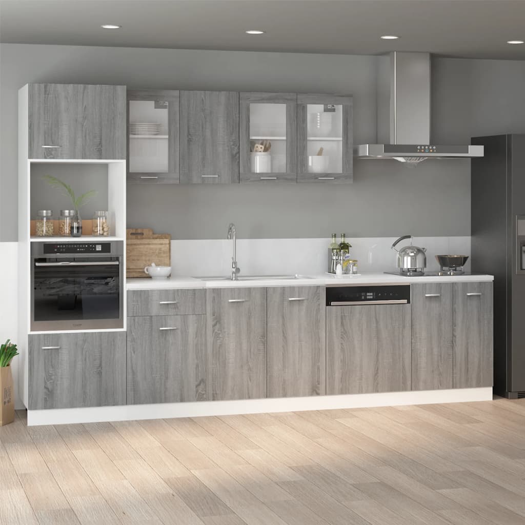 Mikrowellenumbauschrank Lyon Grau Sonoma 60x57x207 cm Holzwerkstoff