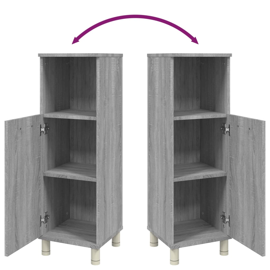 Bathroom Cabinet Gray Sonoma 30x30x95 cm Wood Material