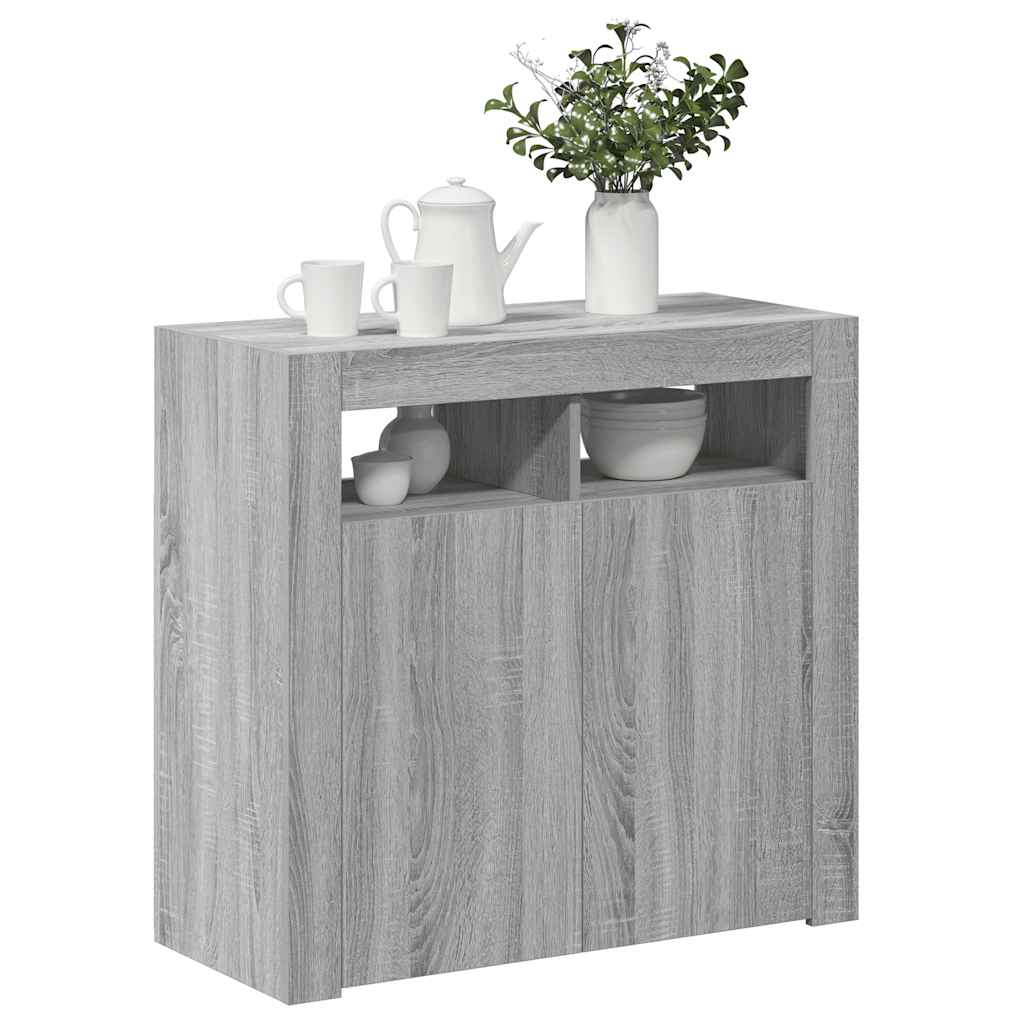 Sideboard mit LED-Beleuchtung Grau Sonoma 80x35x75 cm