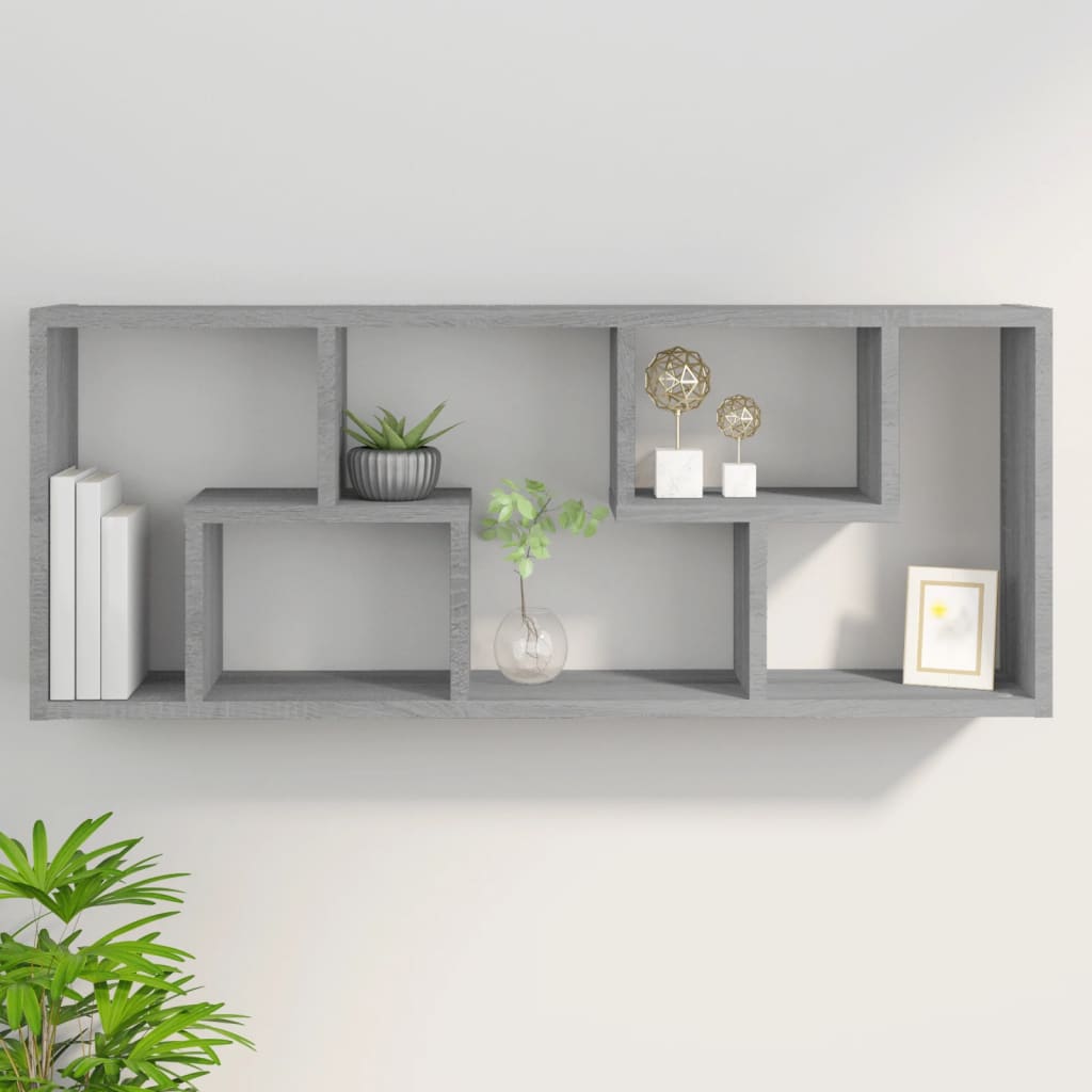 Wall shelf gray Sonoma 36x16x90 cm wood material