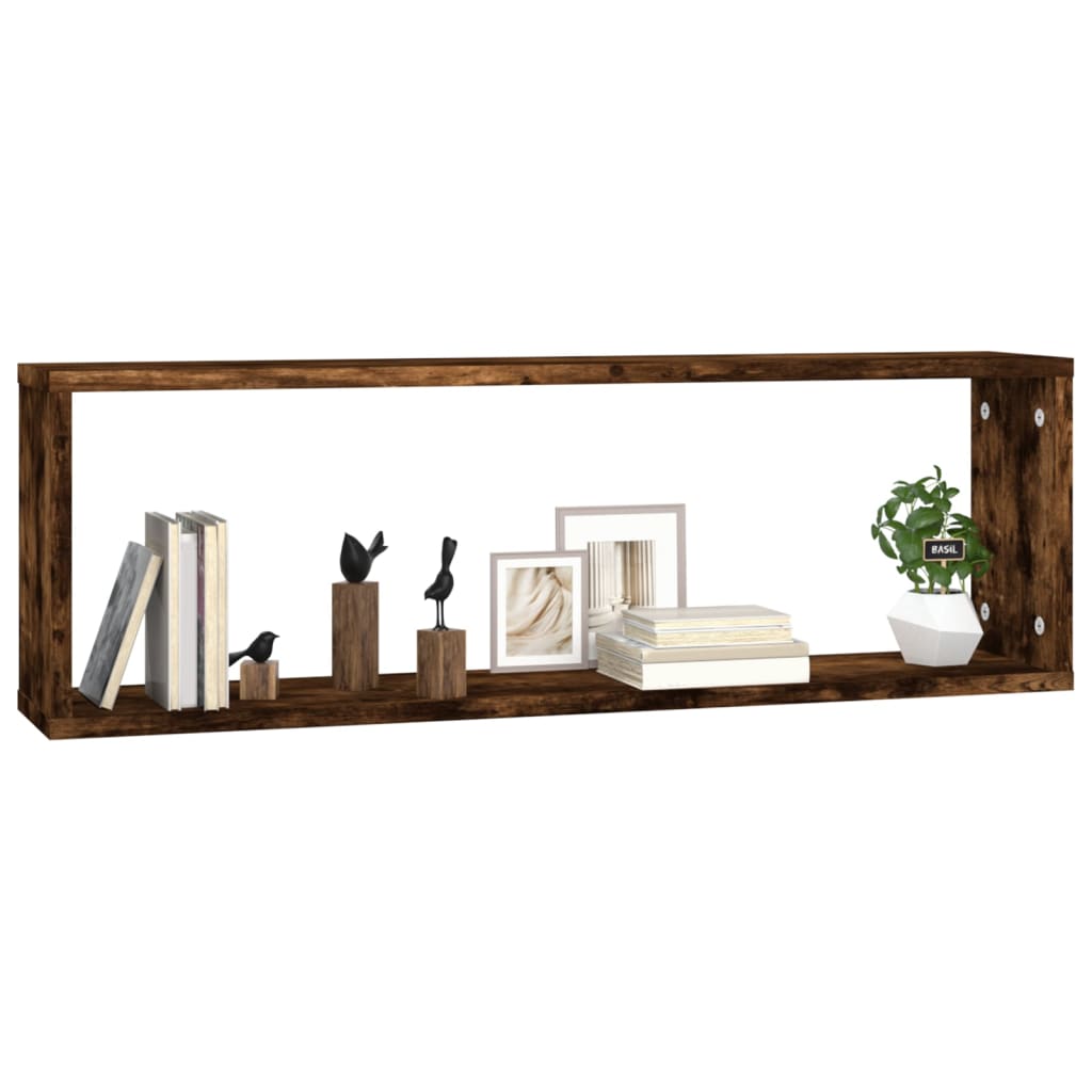 Wall shelves 4 pcs. Smoked oak 80x15x26.5 cm wood material