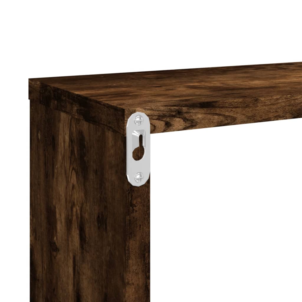 Wall shelves 4 pcs. Smoked oak 80x15x26.5 cm wood material