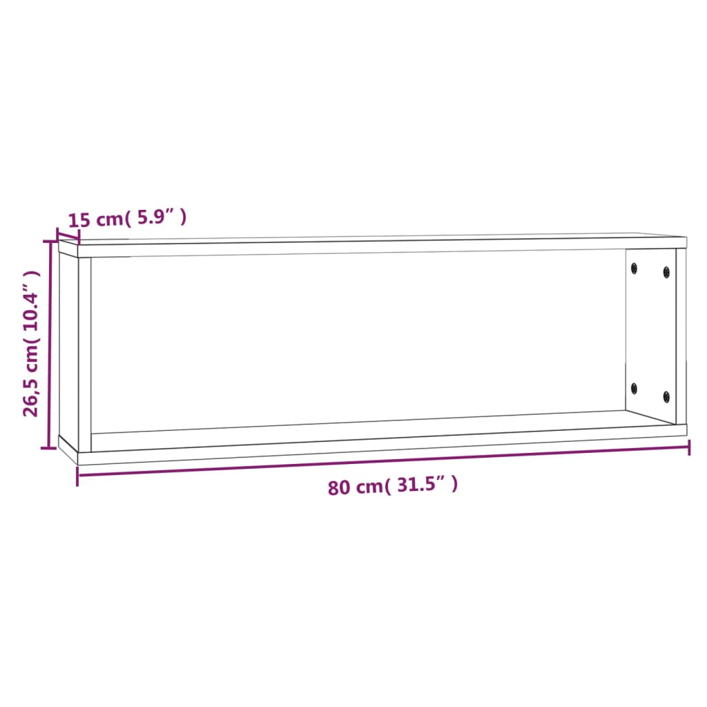 Wall shelves 4 pcs. Smoked oak 80x15x26.5 cm wood material