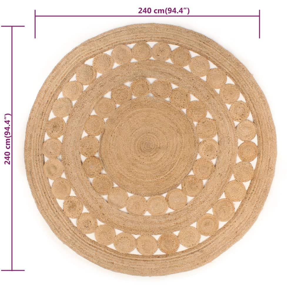 Teppich Geflochten Jute 240 cm Rund