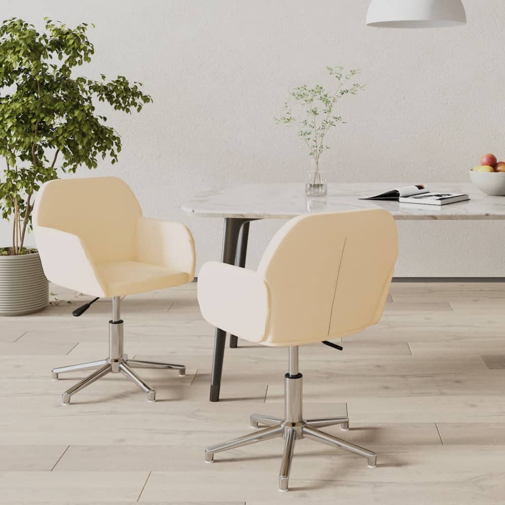 Dining chairs 2 pcs. Swivel cream fabric