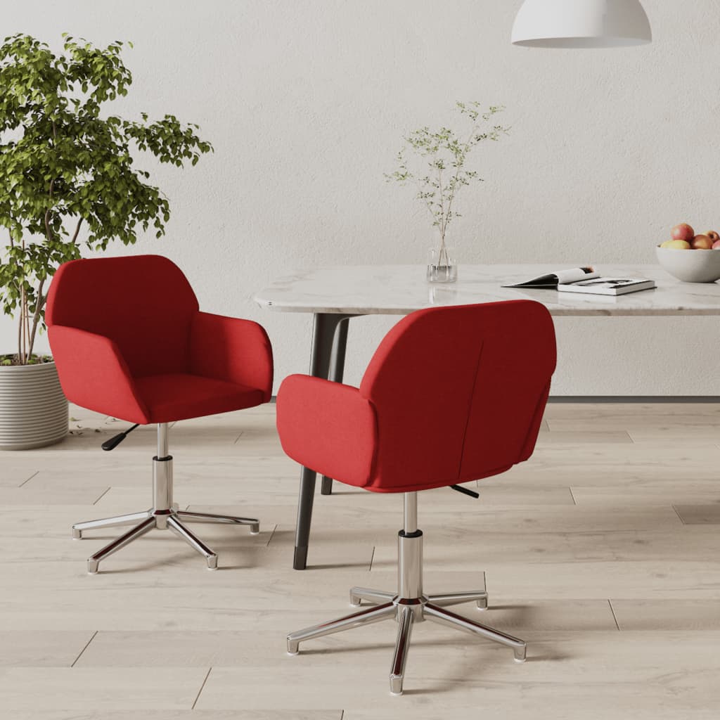 Dining chairs 2 pcs. Swivel wine red fabric