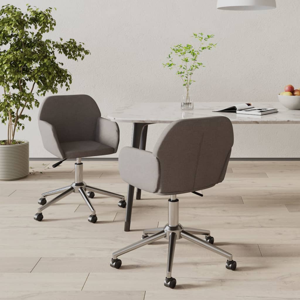 Dining chairs 2 pcs. Swivel dark grey fabric