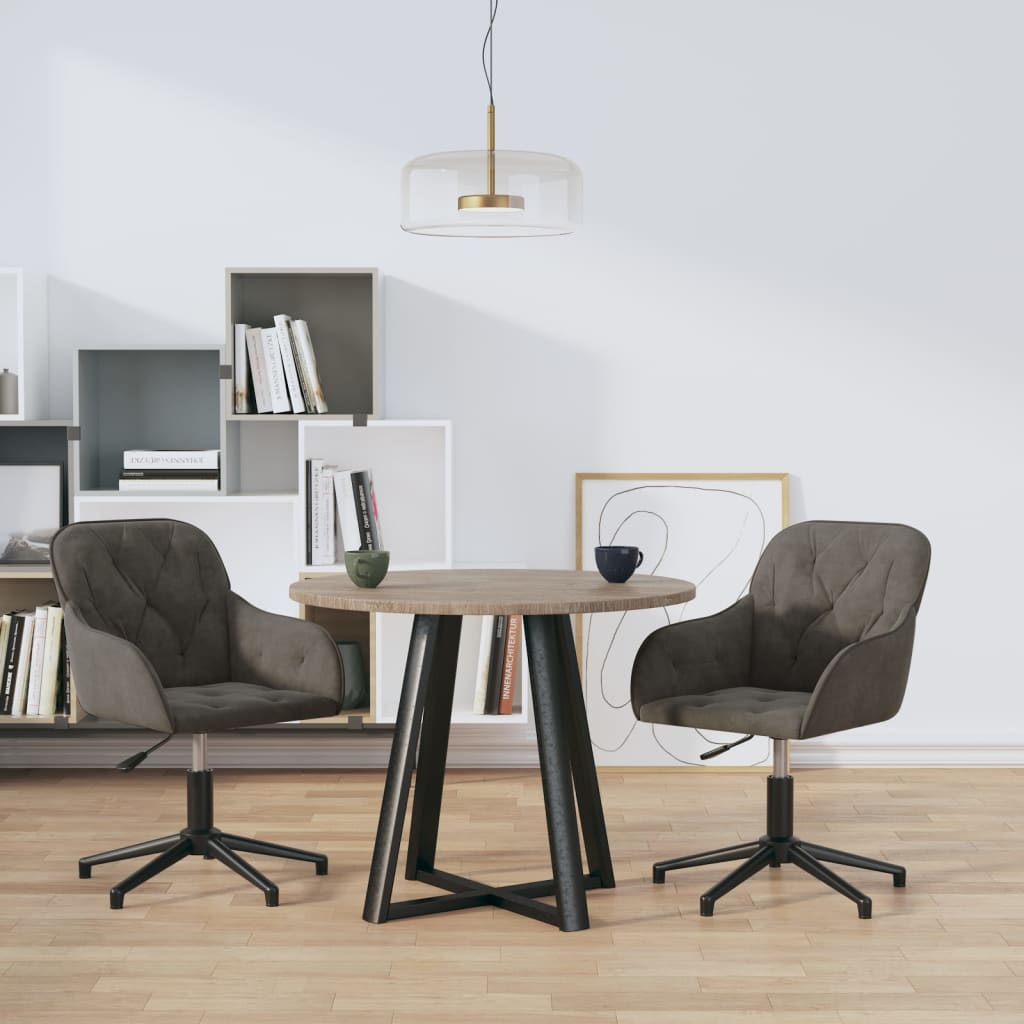 Dining Chairs 2 pcs. Swivel Dark Grey Velvet