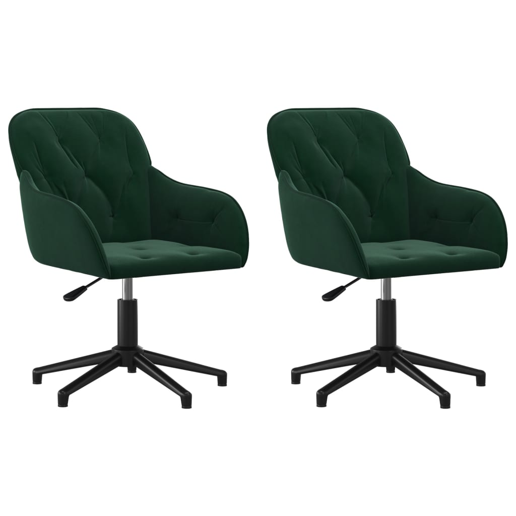 Dining Chairs 2 pcs. Swivel Dark Green Velvet