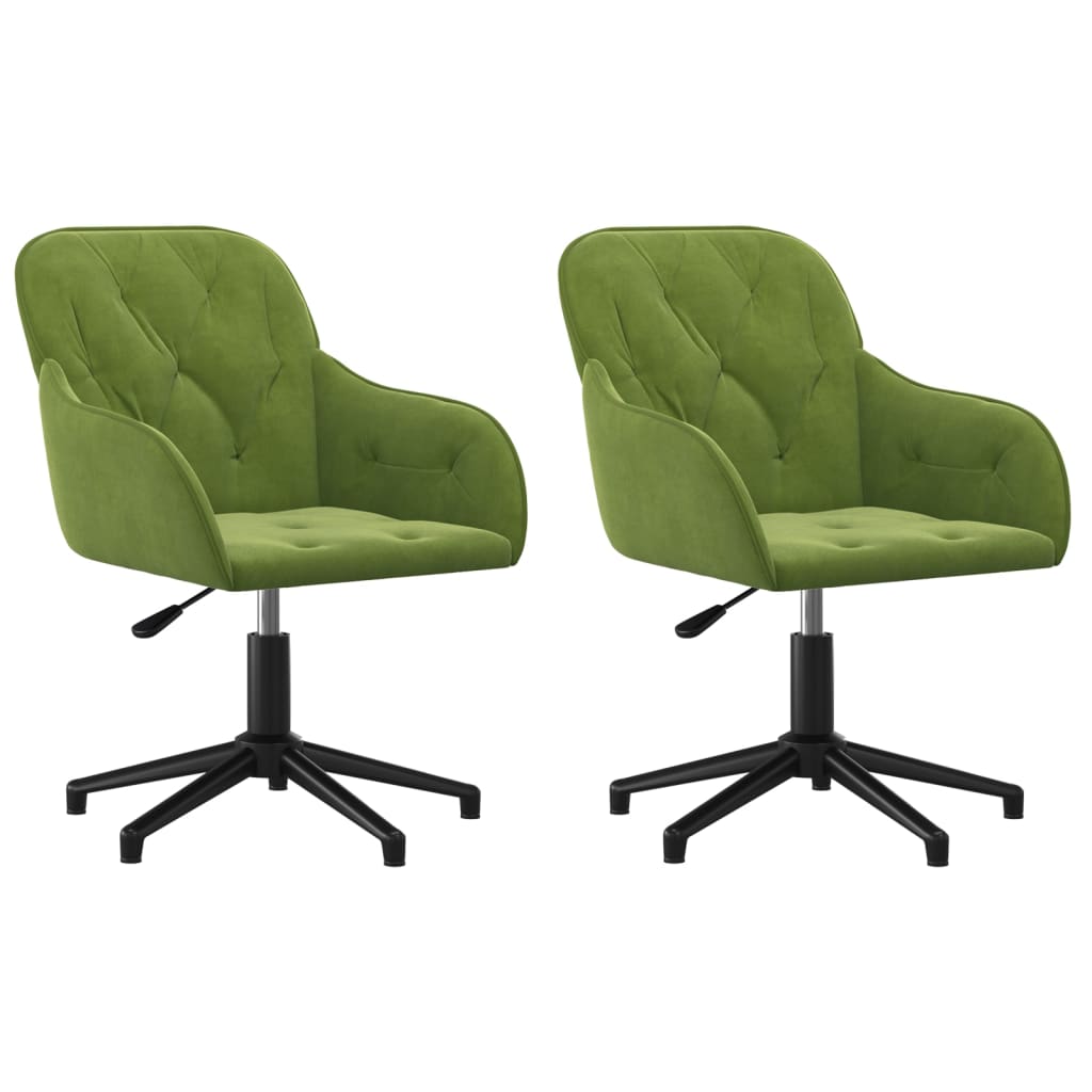 Dining Chairs 2 pcs. Swivel Light Green Velvet