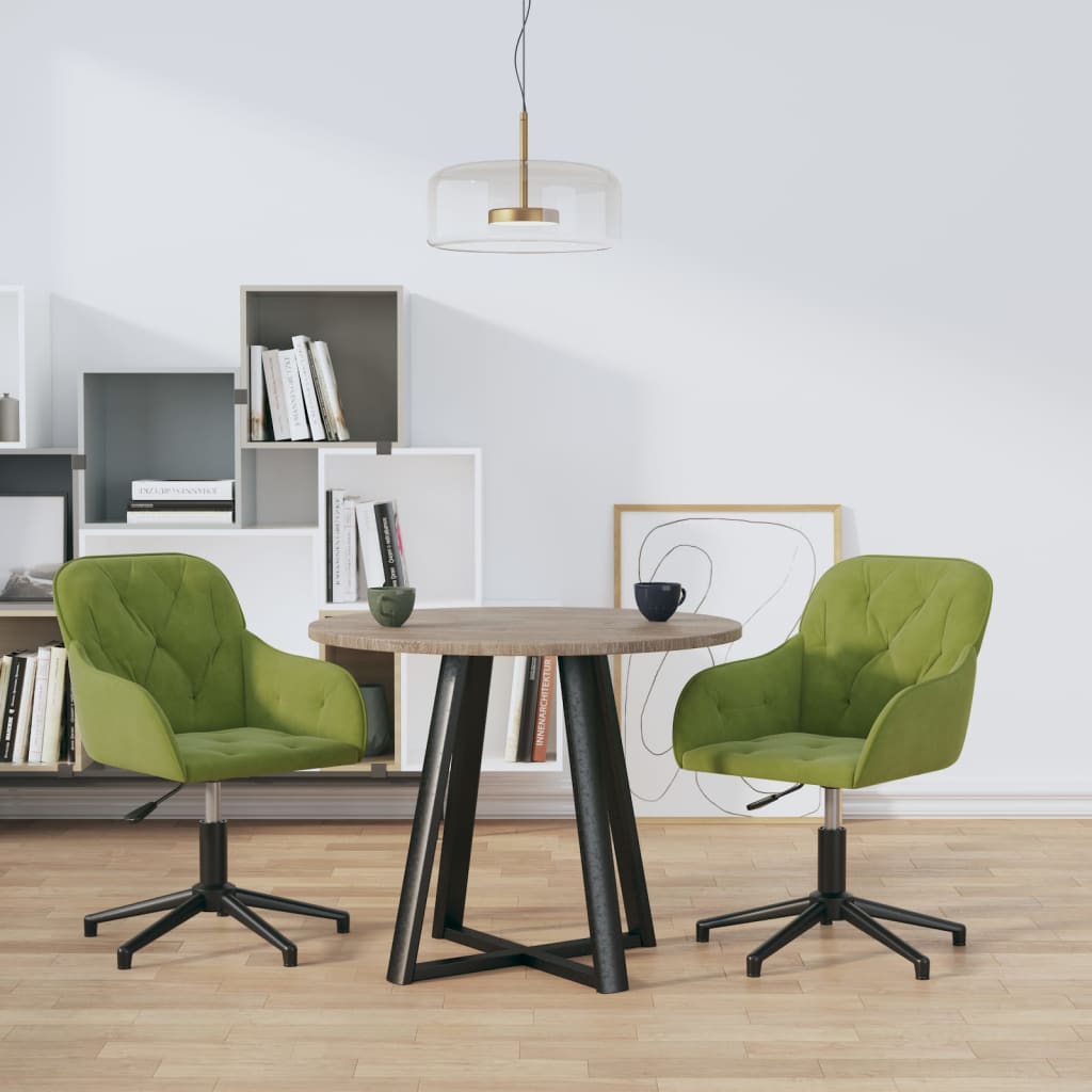 Dining Chairs 2 pcs. Swivel Light Green Velvet