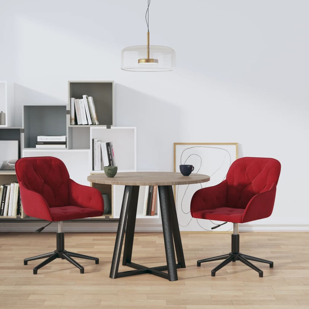 Dining Chairs 2 pcs. Swivel Wine Red Velvet