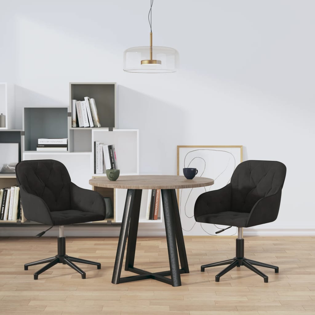 Dining Chairs 2 pcs. Swivel Black Velvet
