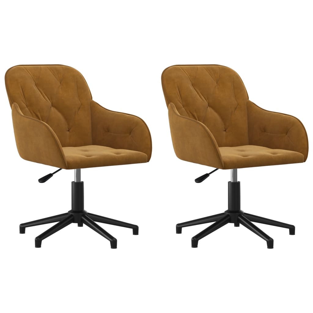 Dining Chairs 2 pcs. Swivel Brown Velvet