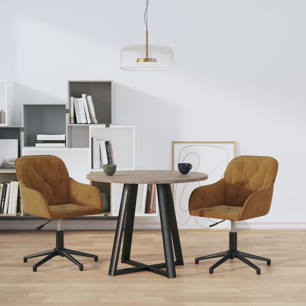 Dining Chairs 2 pcs. Swivel Brown Velvet