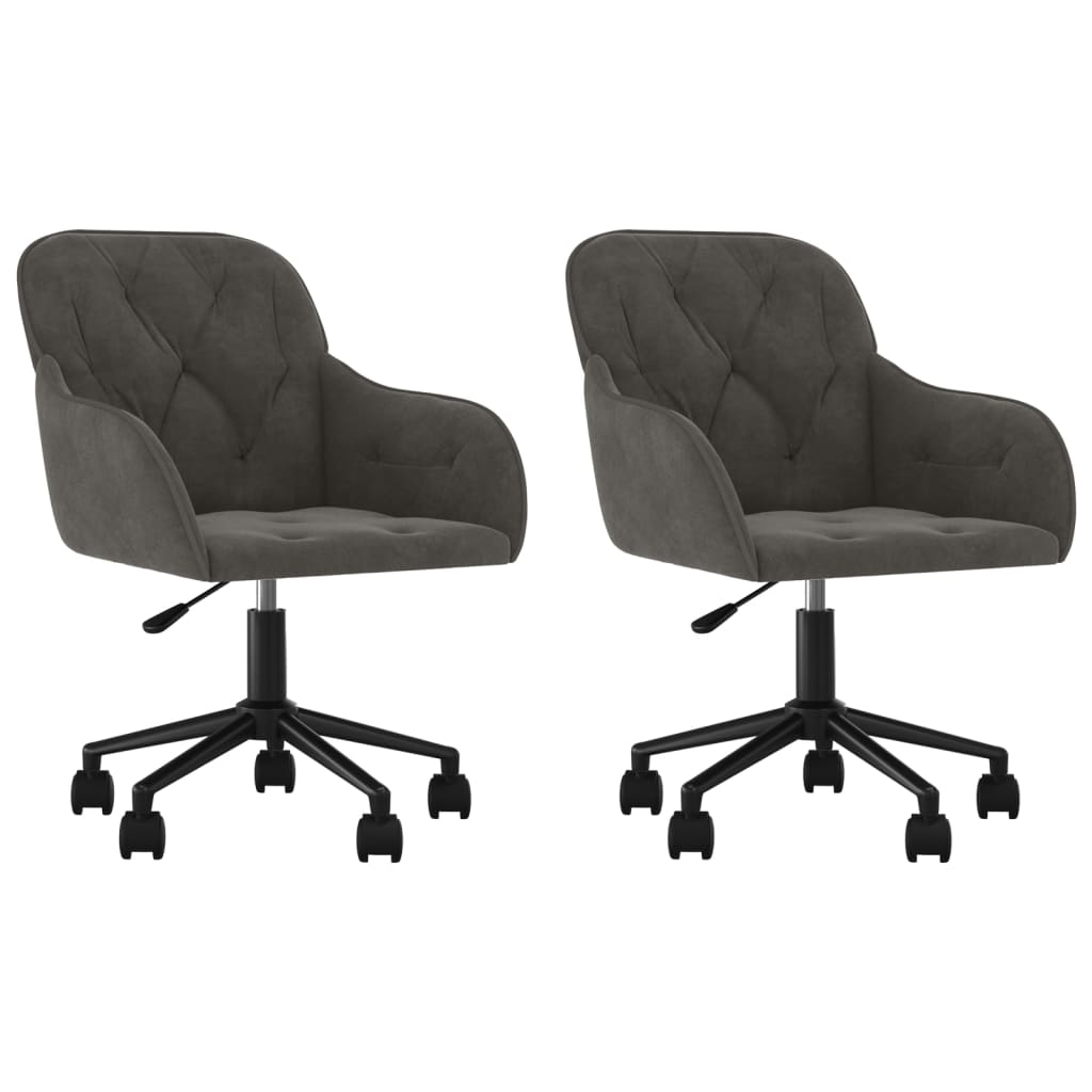 Dining Chairs 2 pcs. Swivel Dark Grey Velvet