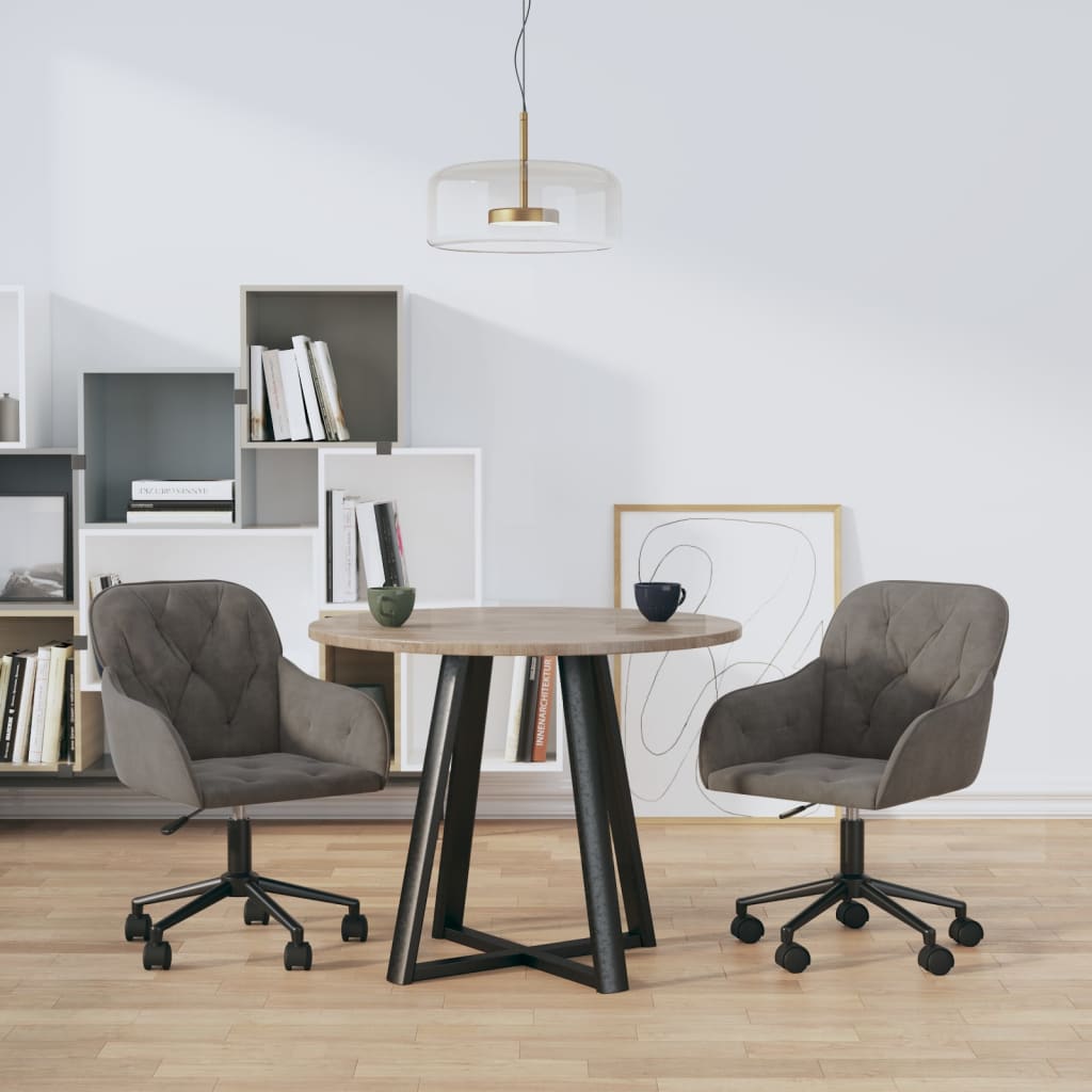 Dining Chairs 2 pcs. Swivel Dark Grey Velvet