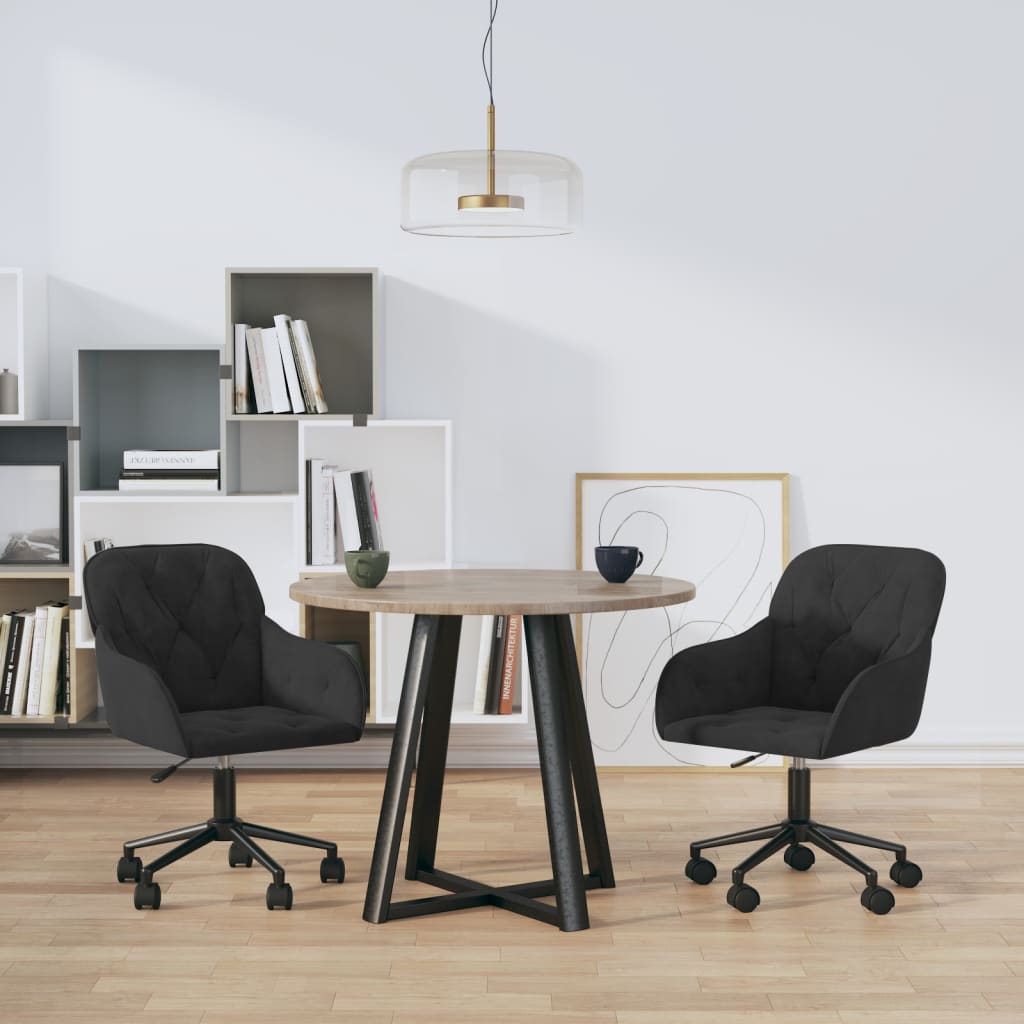 Dining Chairs 2 pcs. Swivel Black Velvet