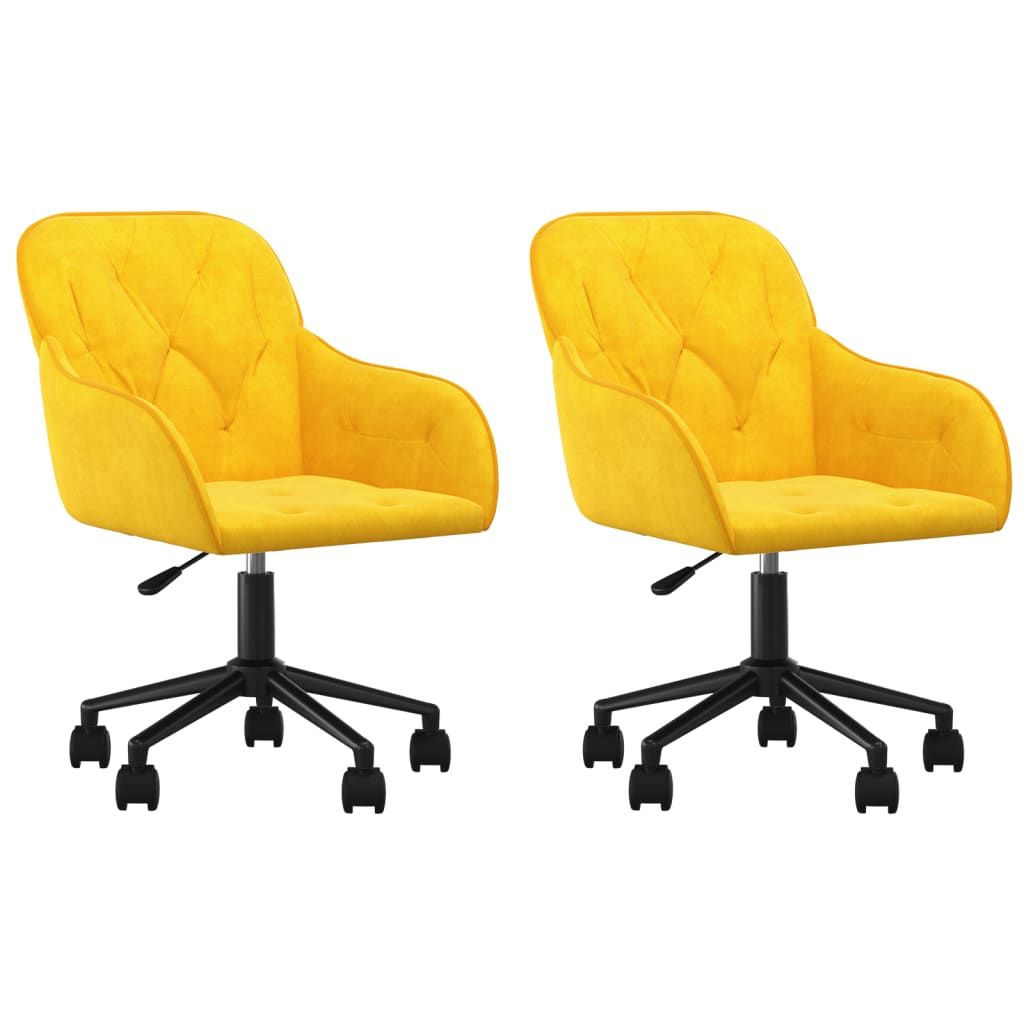 Dining Chairs 2 pcs. Swivel Yellow Velvet