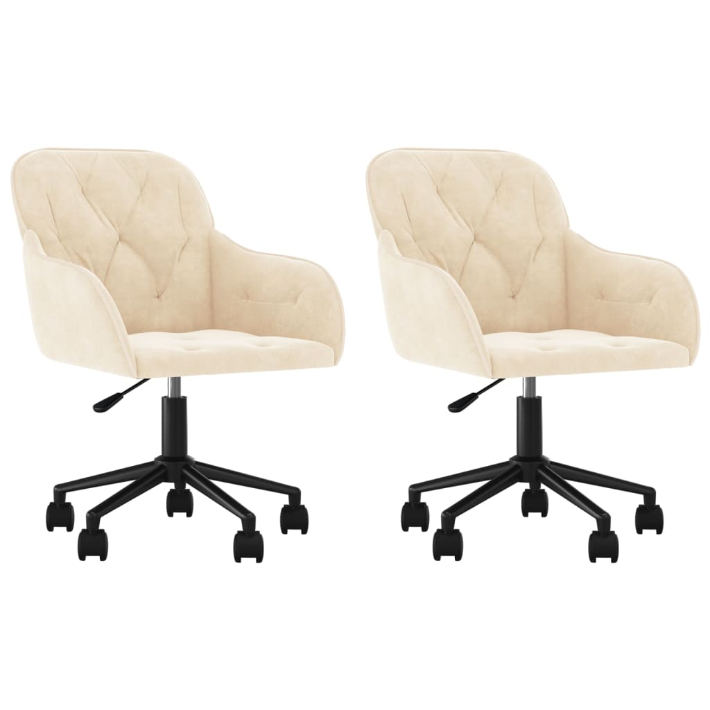 Dining Chairs 2 pcs. Swivel Cream Velvet