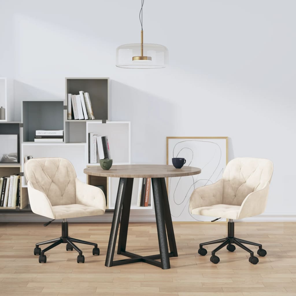 Dining Chairs 2 pcs. Swivel Cream Velvet