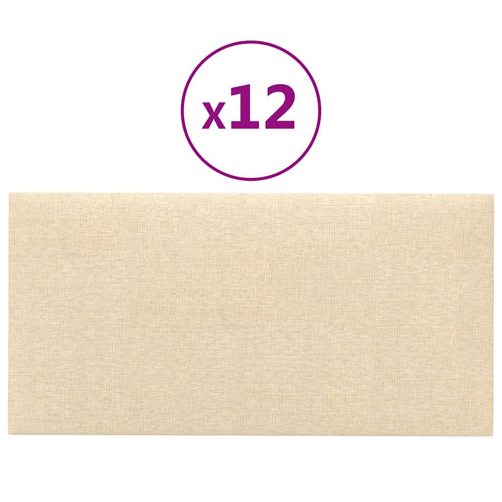 Wandpaneele 12 Stk. Creme 30x15 cm Stoff 0,54 m²