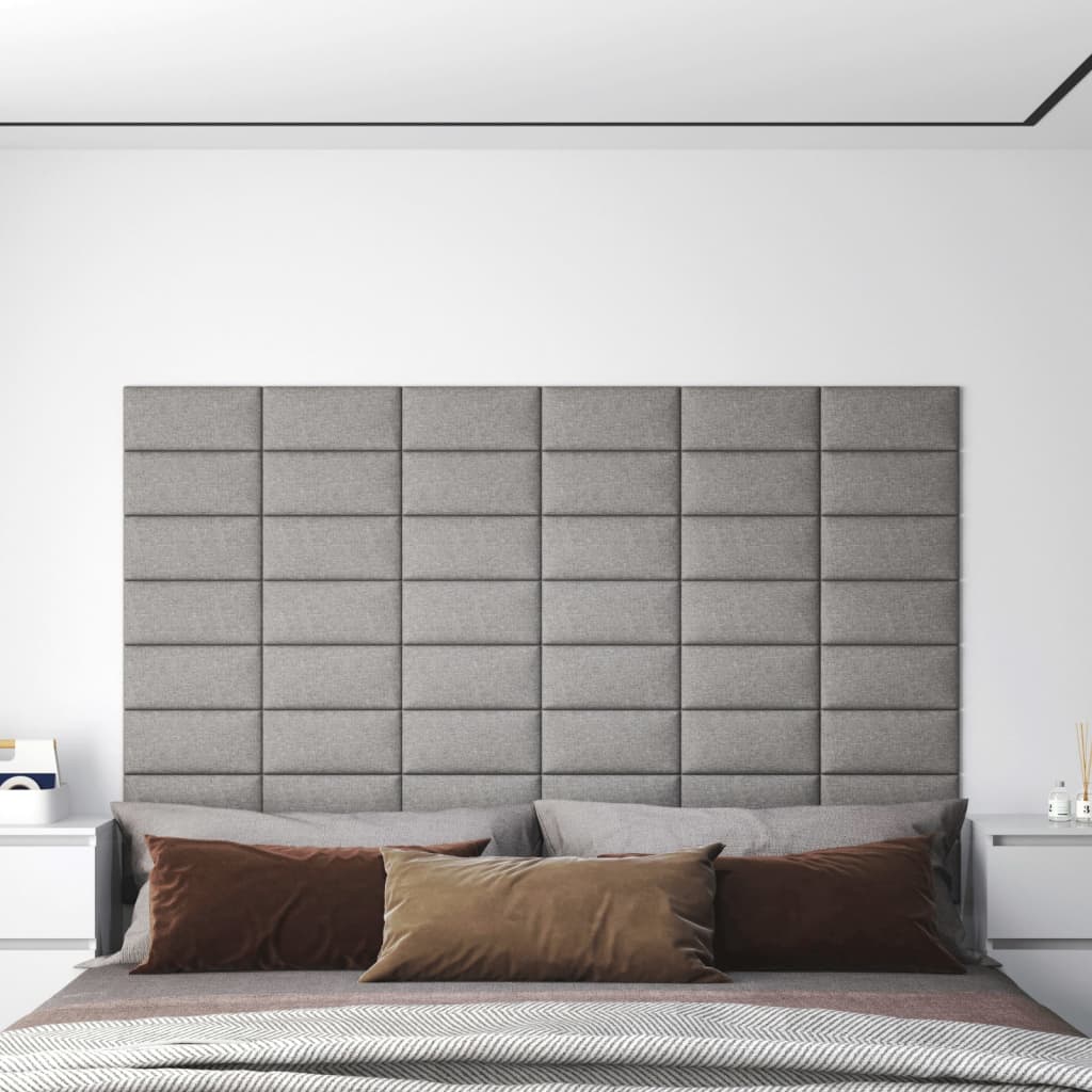 Wandpaneele 12 Stk. Hellgrau 30x15 cm Stoff 0,54 m²