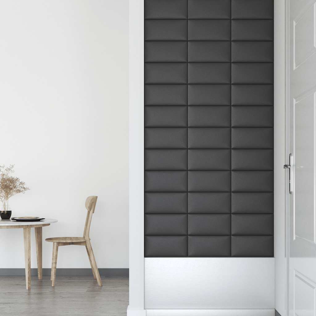 Wandpaneele 12 Stk. Grau 30x15 cm Kunstleder 0,54 m²