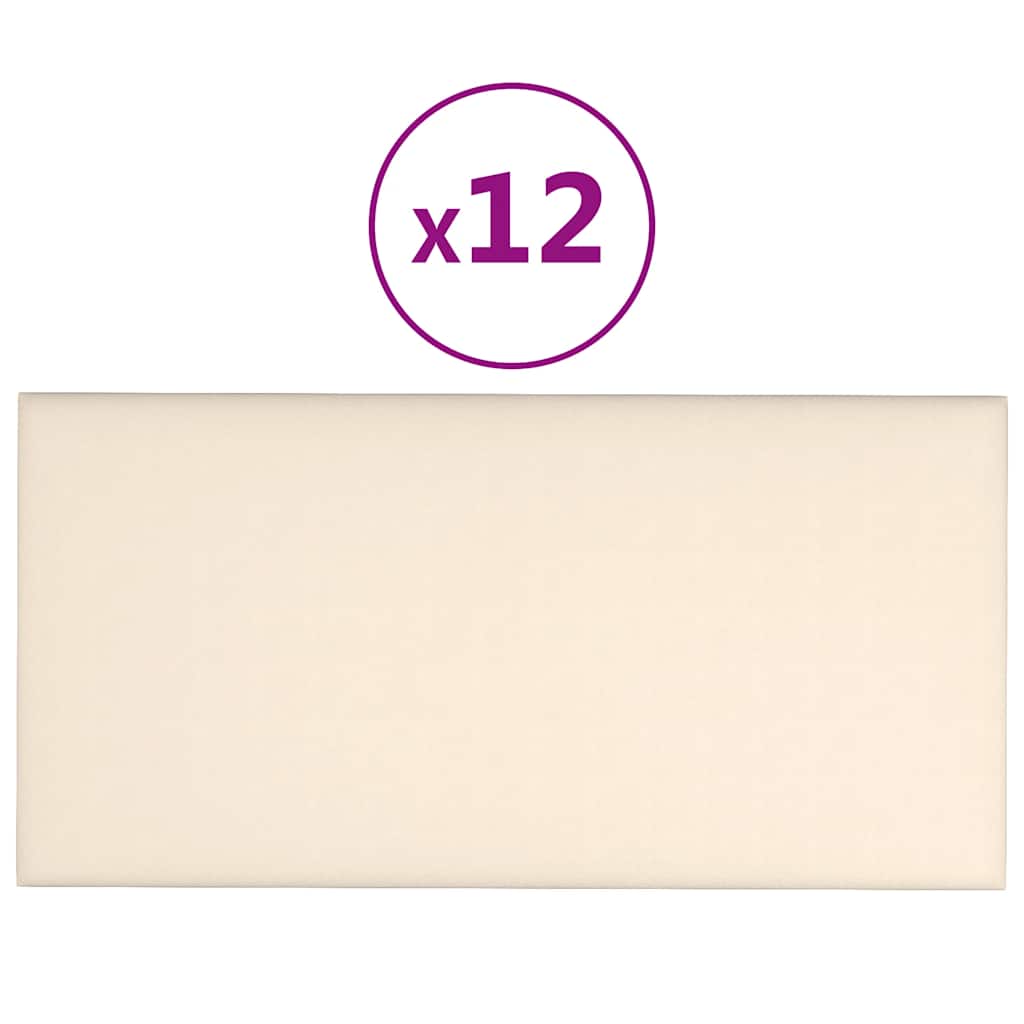 Wandpaneele 12 Stk. Creme 30x15 cm Samt 0,54 m²
