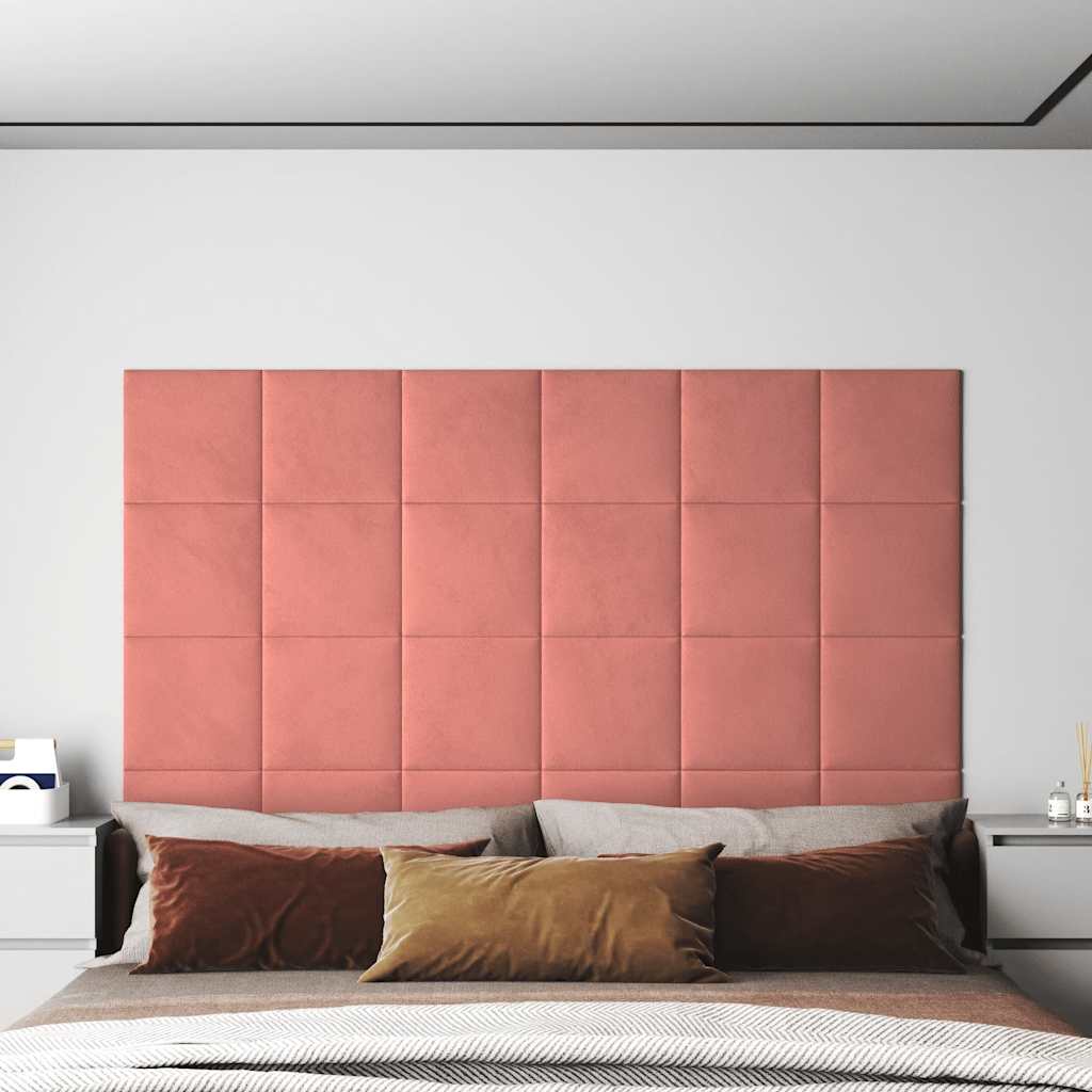 Wandpaneele 12 Stk. Rosa 30x30 cm Samt 1,08 m²
