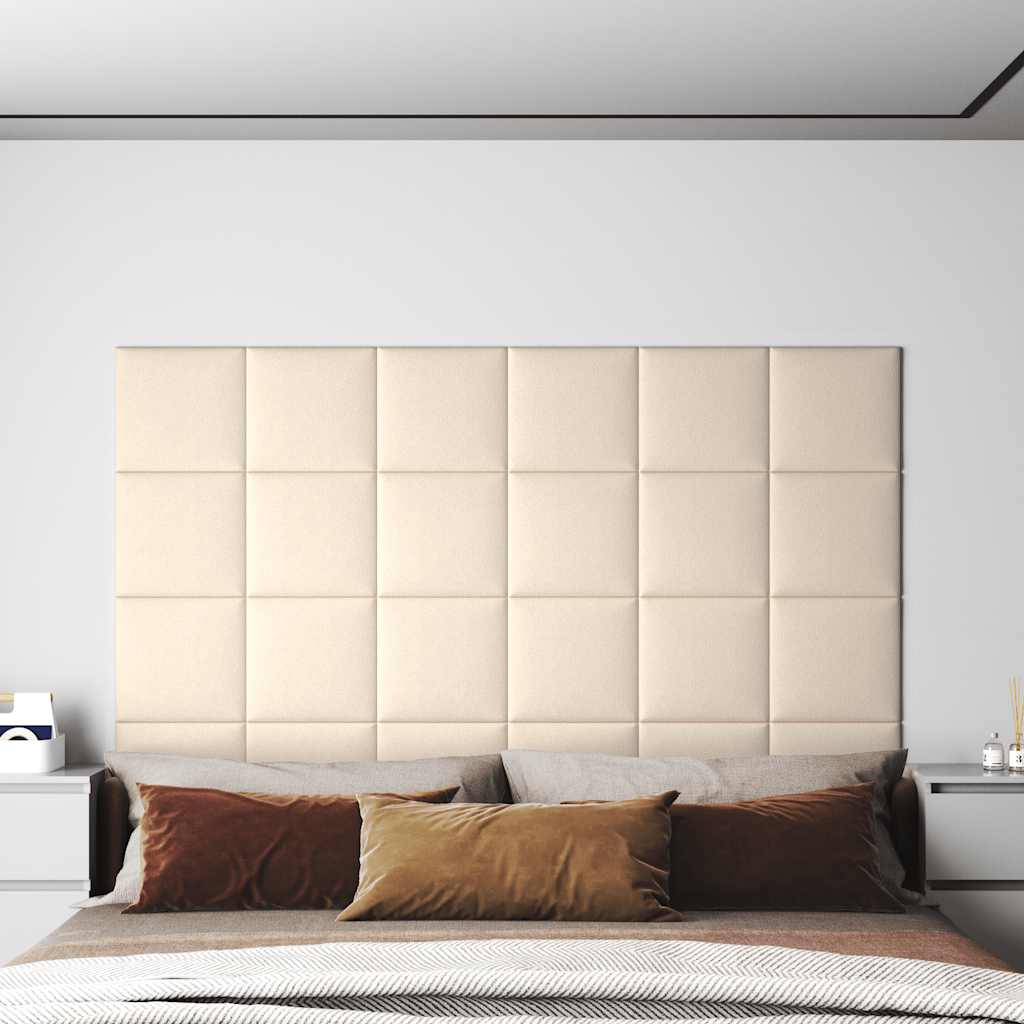 Wandpaneele 12 Stk. Creme 30x30 cm Samt 1,08 m²
