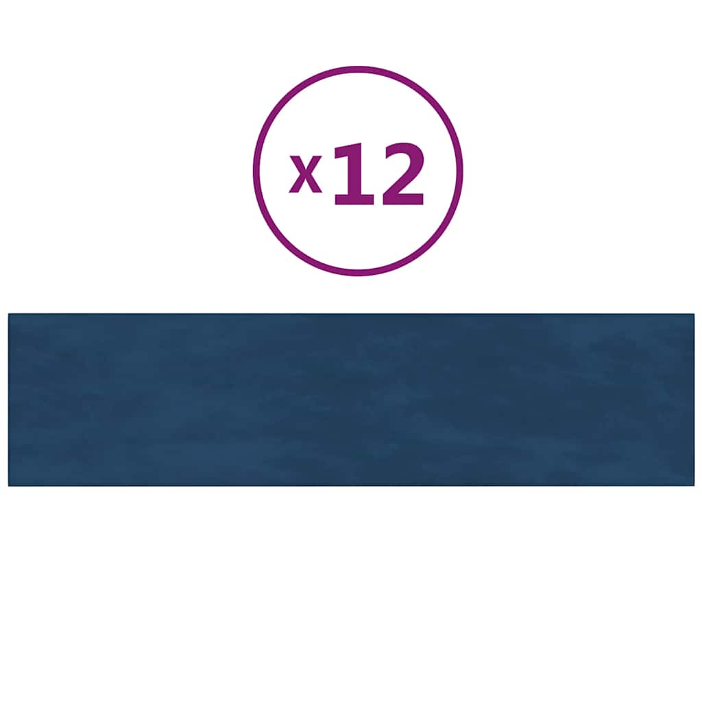 Wandpaneele 12 Stk. Blau 60x15 cm Samt 1,08 m²