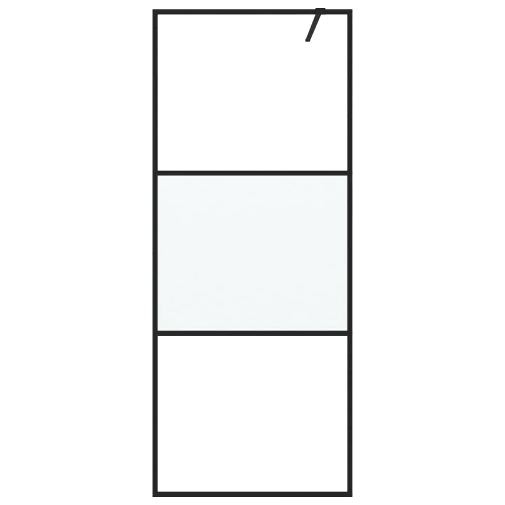 Shower screen for walk-in shower black 80x195 cm semi-matt ESG