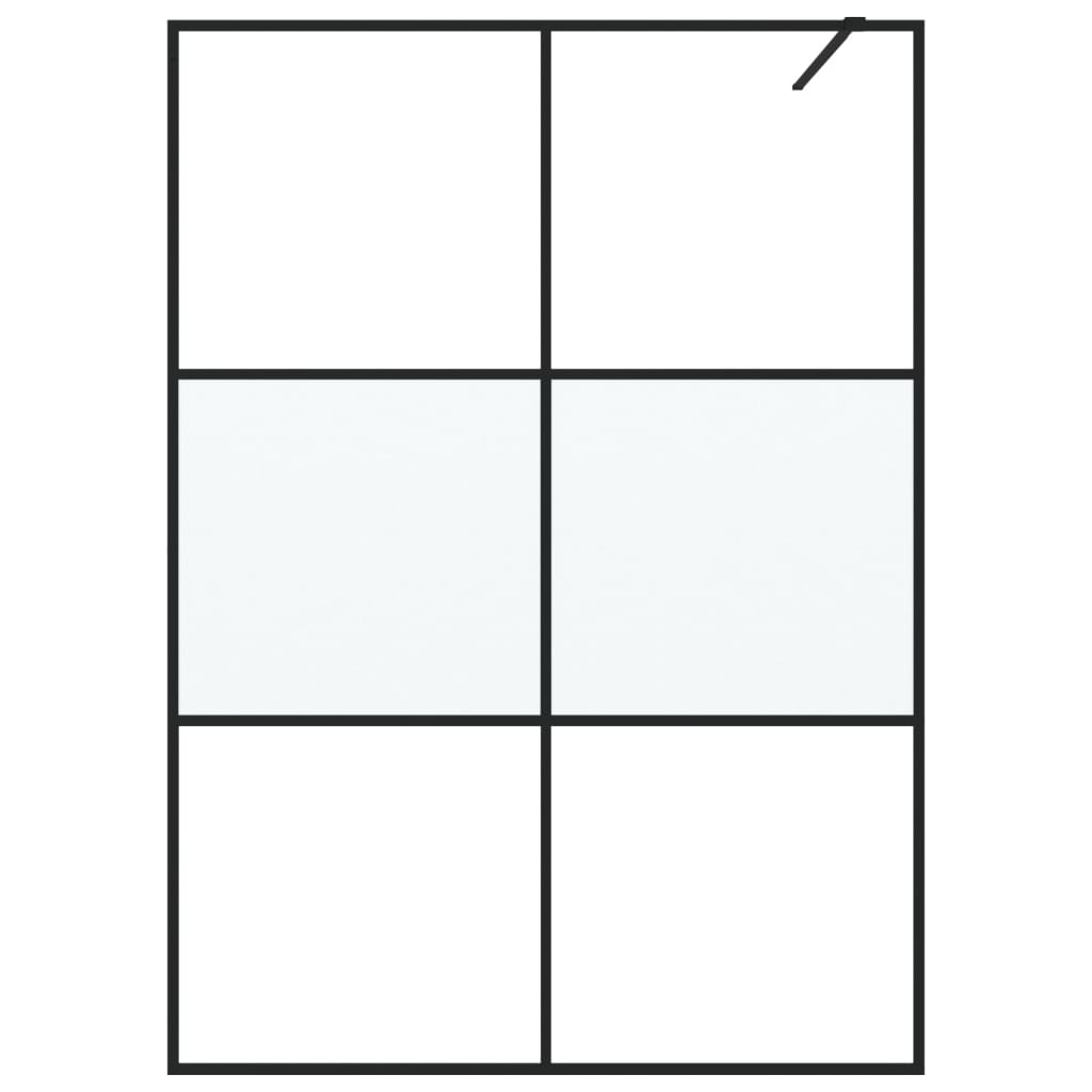 Shower screen for walk-in shower black 140x195 cm semi-matt ESG