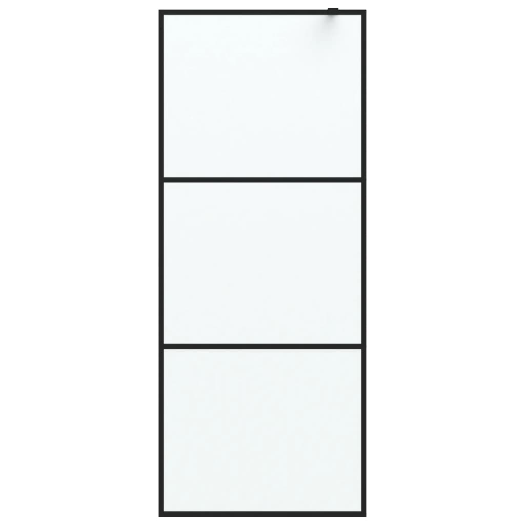 Shower screen for walk-in shower black 80x195 cm matt toughened glass