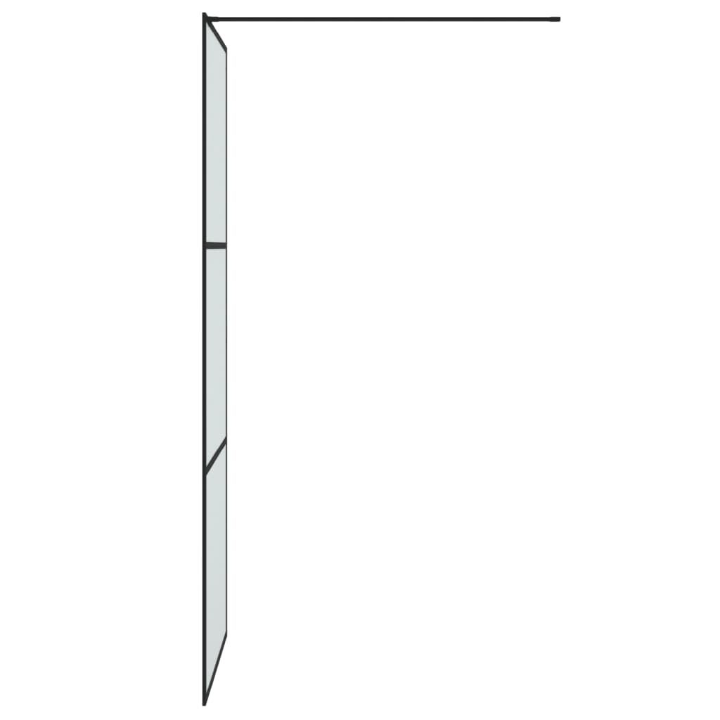 Shower screen for walk-in shower black 80x195 cm matt toughened glass