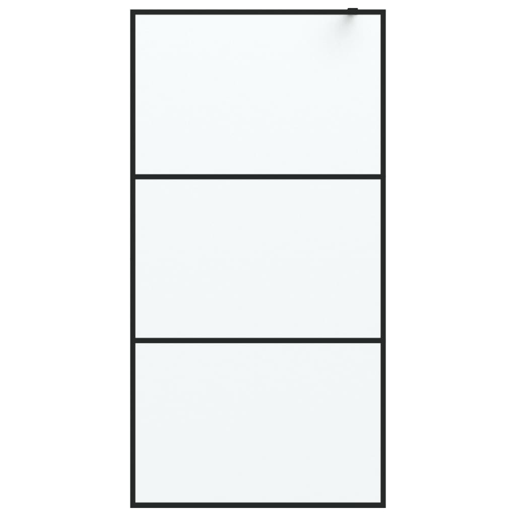 Shower screen for walk-in shower black 100x195 cm ESG matt