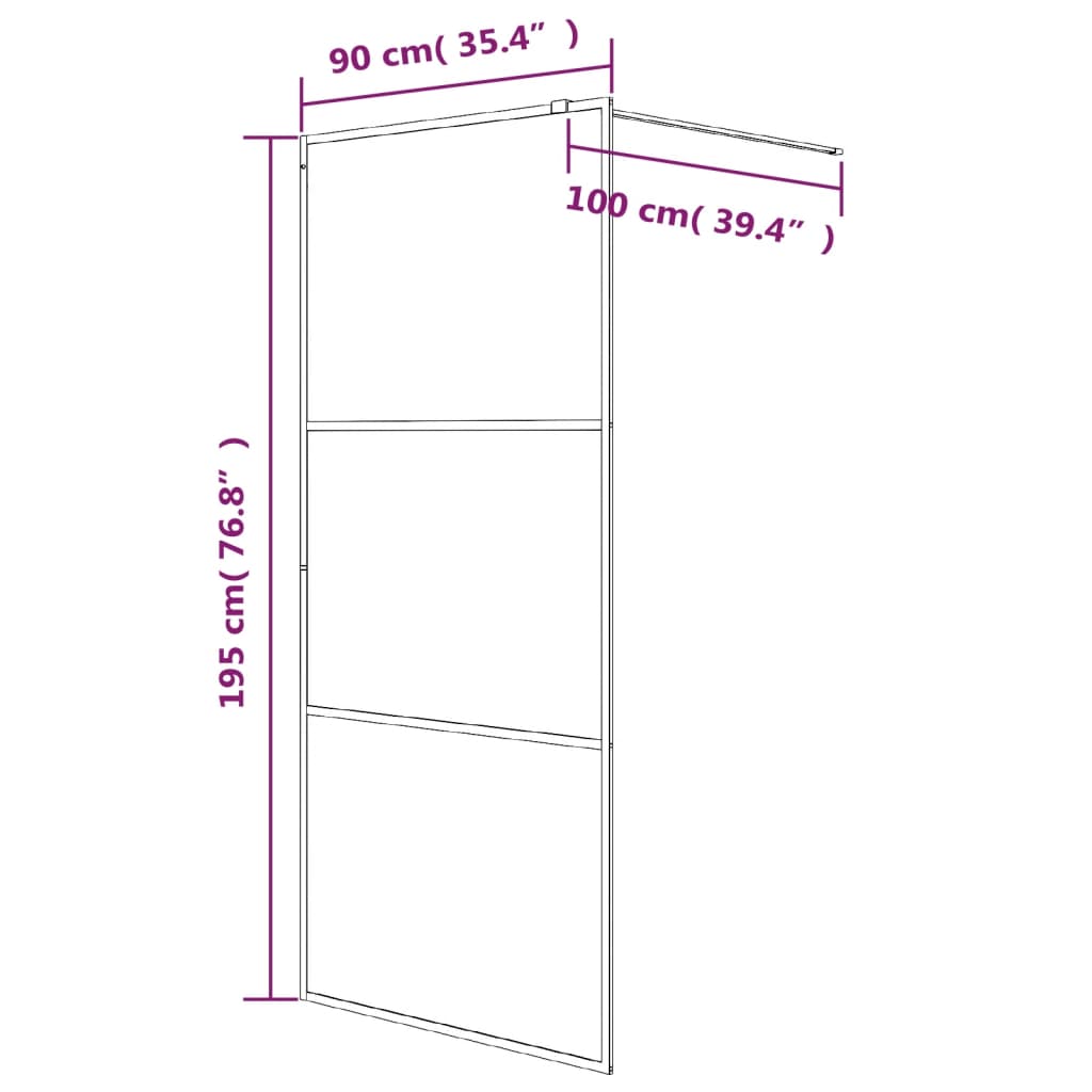 Shower screen for walk-in shower white 90x195 cm ESG clear glass